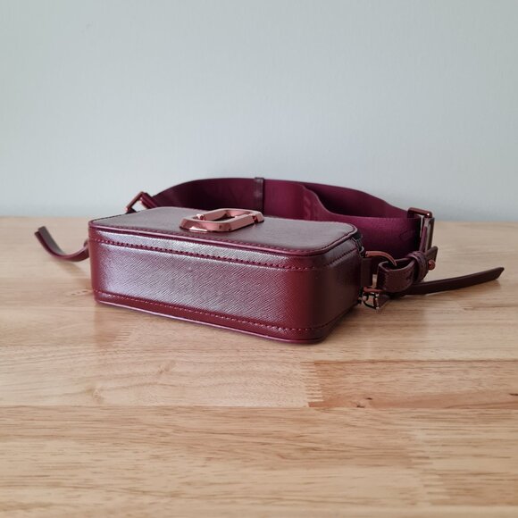 Marc Jacobs Snapshot DTM Crossbody Wine Burgundy Red Leather Camera Bag Oxblood - Picture 5 of 12